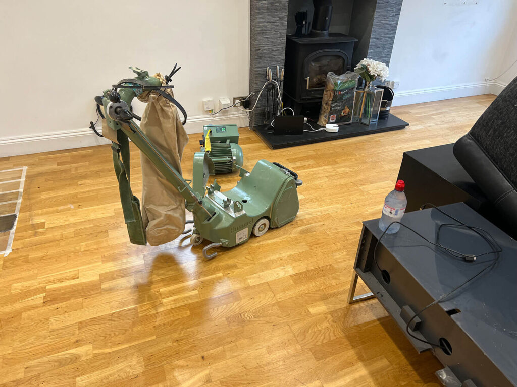 Sanding and staining floor