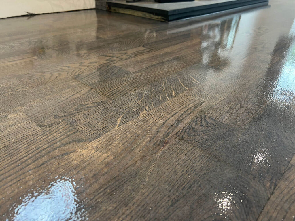 Oak floor sanding and staining with lacquer